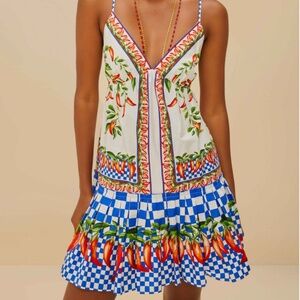 Farm Rio Off-White Picnic Peppers Ainika Organic Cotton Mini Dress